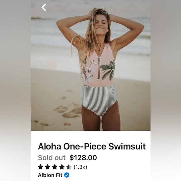 ALBION Floral and Striped One piece Swimsuit (XL) - Picture 2 of 8
